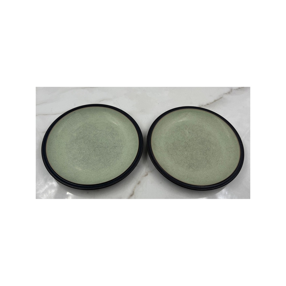 Denby Energy Celadon Green Charcoal Gray Salad Plates Set of 2 Made in England